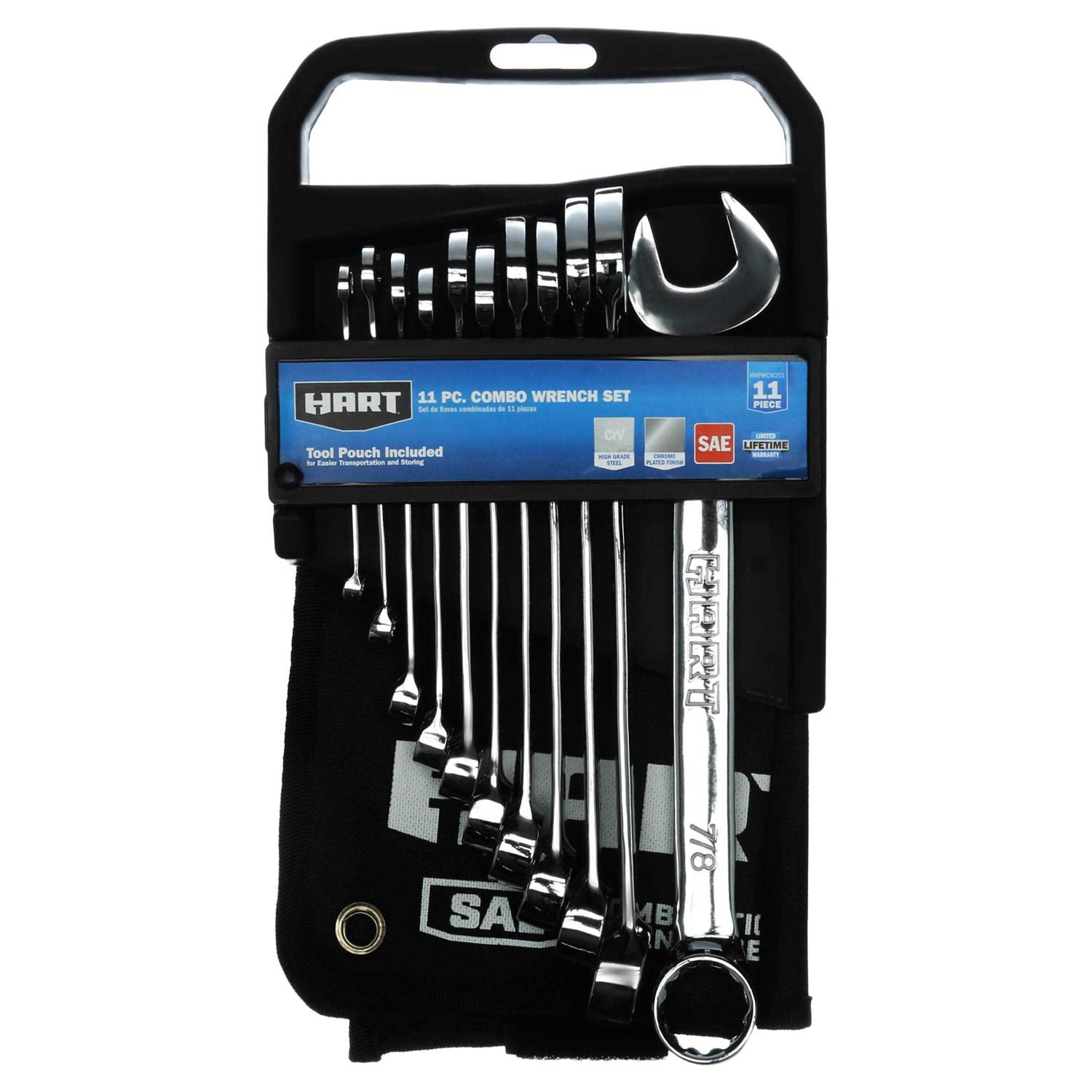Hart 11-Piece Combination Wrench Set with Tool Pouch - Zenithce