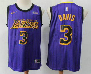 Los Angeles Lakers #3 Anthony Davis 2019 Purple Stripe Swingman Wish Stitched Jersey - Zenithce