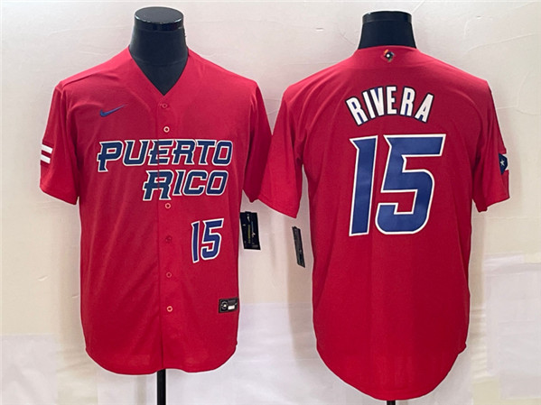 Puerto Rico #15 Emmanuel Rivera 2023 Red World Classic With Patch Stitched Jersey - Zenithce