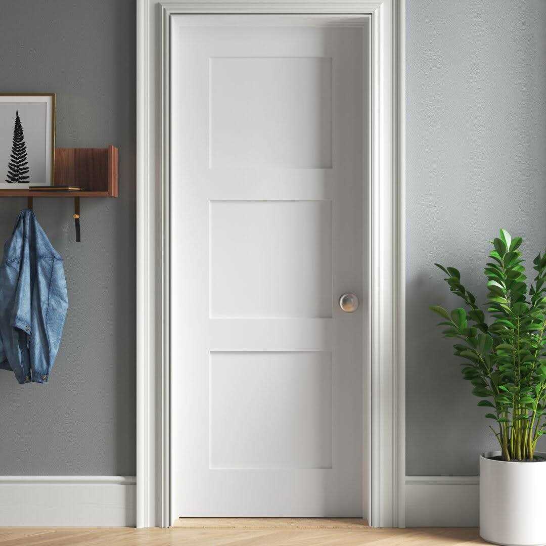 Primed 3 Equal Panel Shaker Interior Door Trimlite - Zenithce