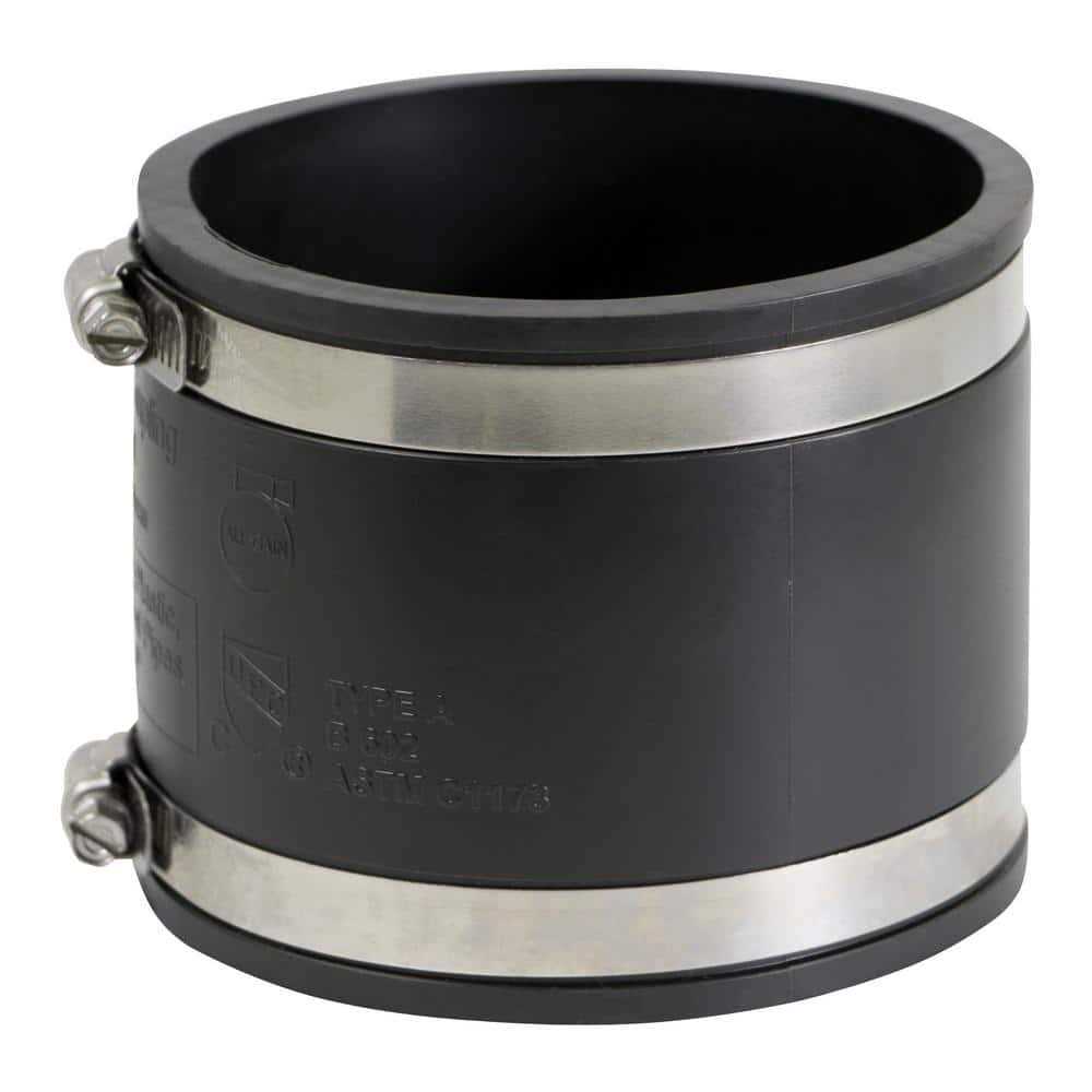 The Plumber’s Choice 4 in. x PVC Flexible Reducing Coupling with Stainless Steel Clamps - Zenithce
