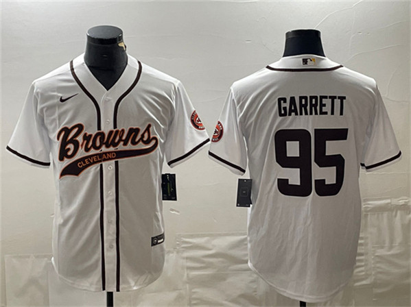 Cleveland Browns #95 Myles Garrett White With Patch Cool Base Stitched Jersey - Zenithce