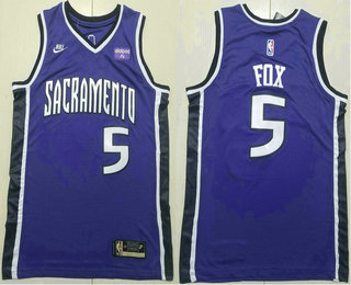Sacramento Kings #5 DeAaron Fox Purple 2024 City Edition Swingman Sponsor Stitched Jersey - Zenithce