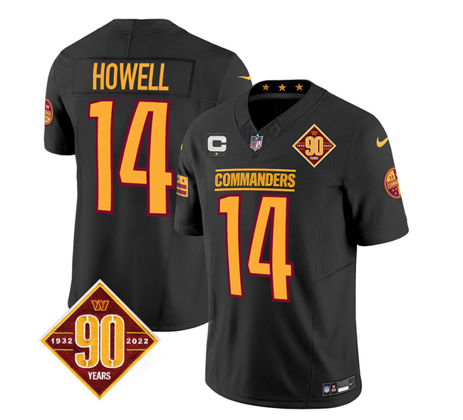 Washington Commanders #14 Sam Howell Black 2023 F.U.S.E. 90th Anniversary Vapor Limited Stitched Jersey - Zenithce