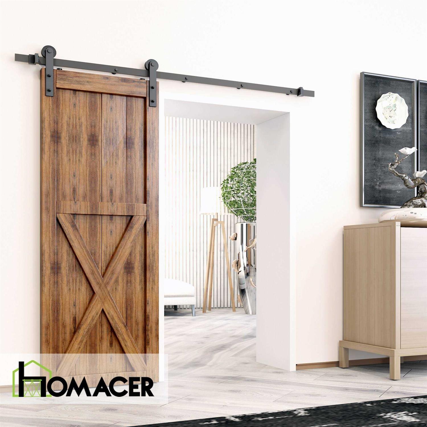 HOMACER Rustic Black Indoor/Outdoor I-strap Barn Door Hardware Kit - Zenithce