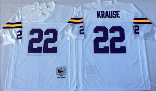 Mitchell And Ness Vikings #22 Paul Krause White Throwback Stitched Jersey - Zenithce