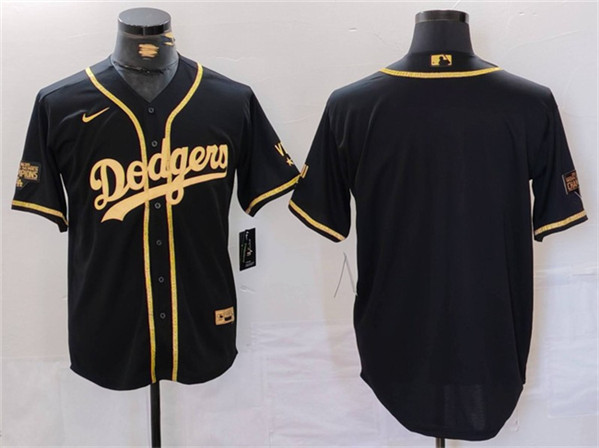 Los Angeles Dodgers Blank Black Gold World Series Champions Cool Base Stitched Jersey - Zenithce
