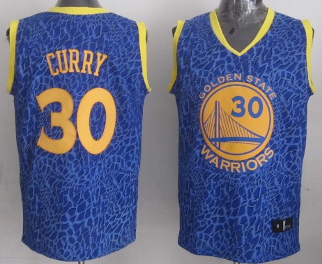 Golden State Warriors #30 Stephen Curry Blue Leopard Print Fashion Jersey - Zenithce