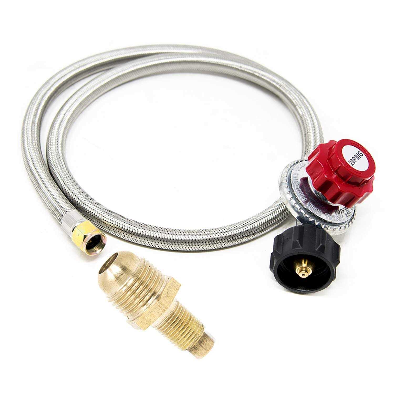 Gasone 2113 High Pressure Propane 0-20 PSI Regulator with 4ft Qcc-1 Type Steel Braided Hose - Zenithce