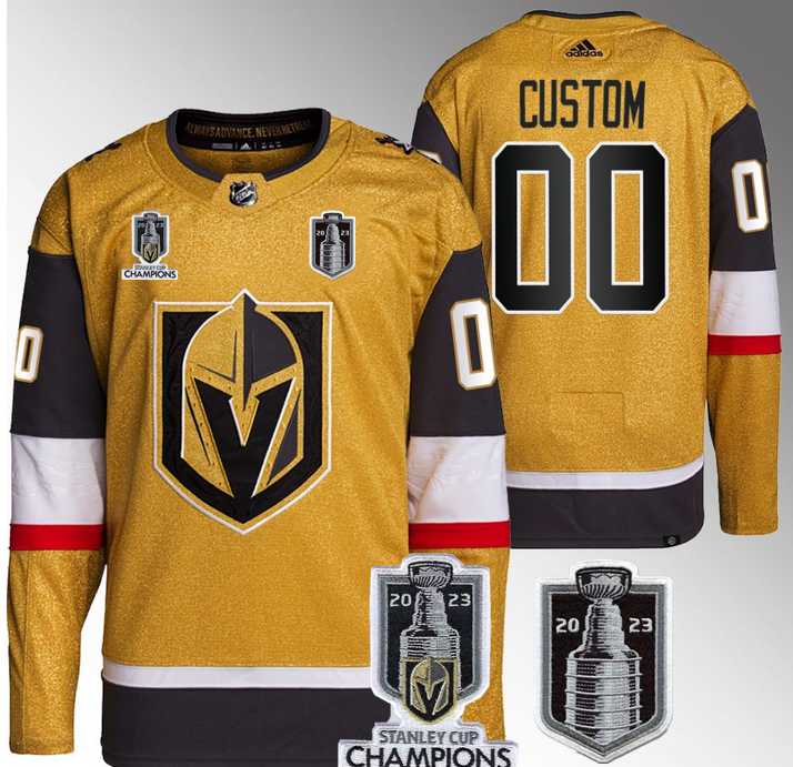 Vegas Golden Knights Custom Gold 2023 Stanley Cup Final And Champions Patch Stitched Jersey - Zenithce
