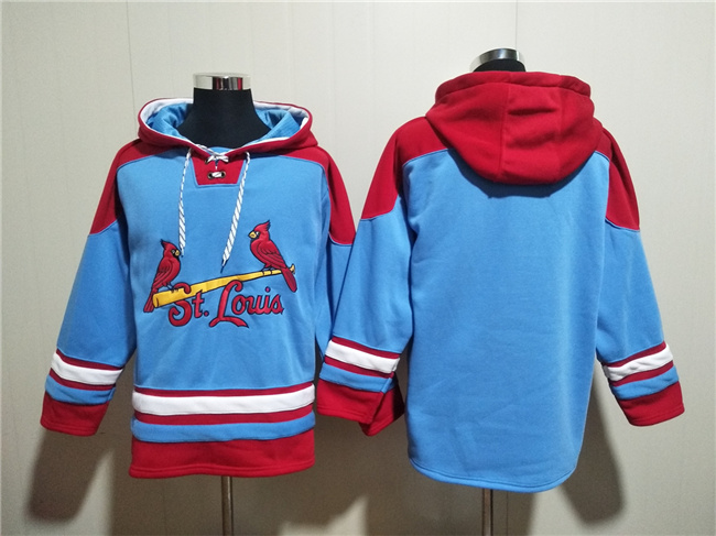 St.Louis Cardinals Blank Blue Ageless Must-Have Lace-Up Pullover Hoodie - Zenithce