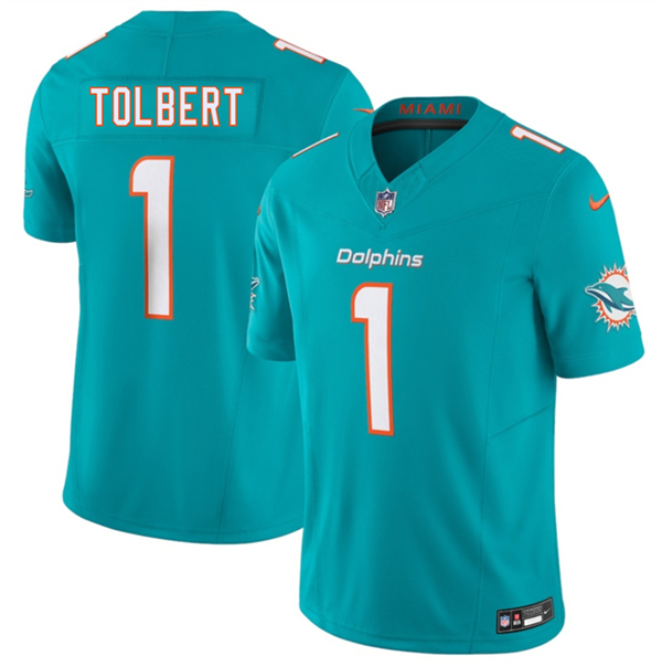 Miami Dolphins #1 Jalen Tolbert Aqua 2026 F.U.S.E. Vapor Limited Stitched Jersey - Zenithce
