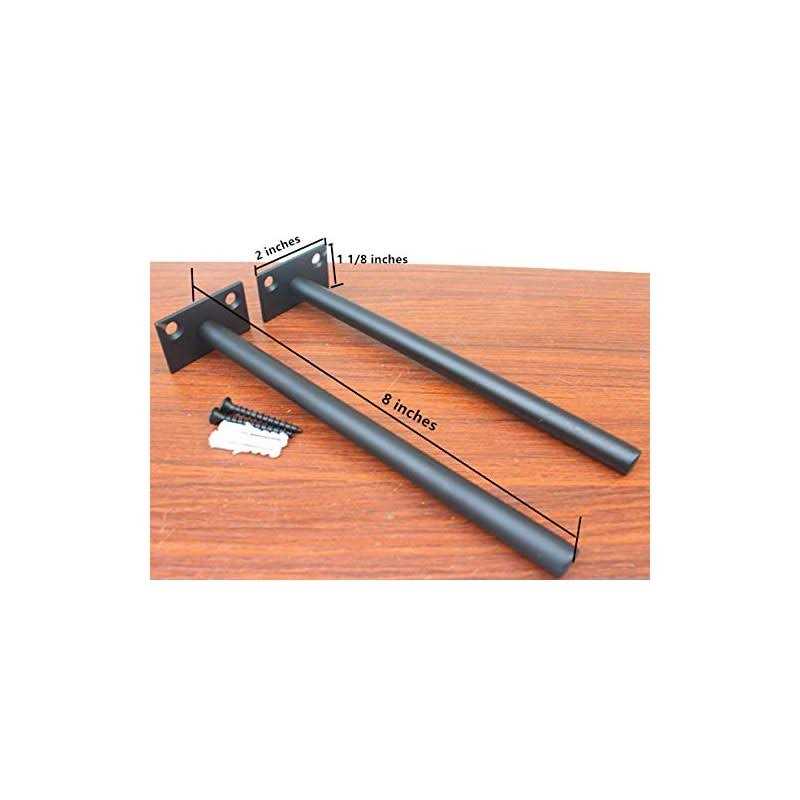 MHMYDZ 8 Pcs Black Solid Steel Floating Shelf Bracket Blind Shelf Supports - Zenithce