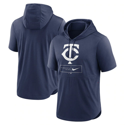 Minnesota Twins Navy Short Sleeve Pullover Hoodie - Zenithce