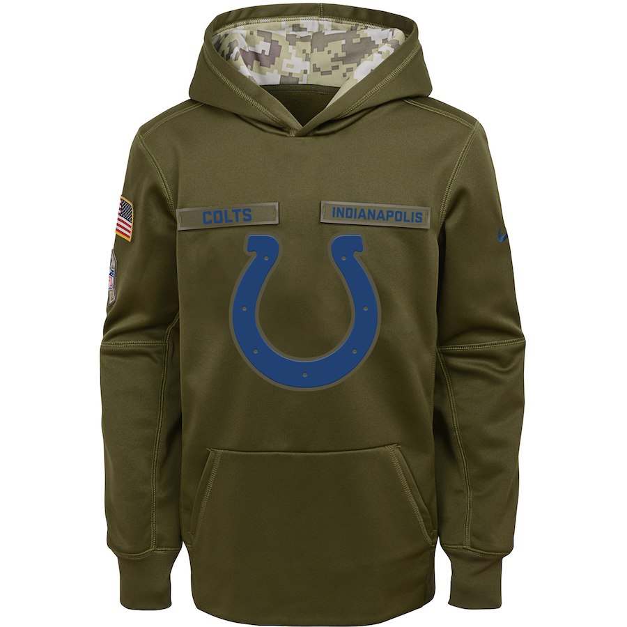 Youth Indianapolis Colts Olive Salute To Service Pullover Performance NFL Hoodie - Zenithce
