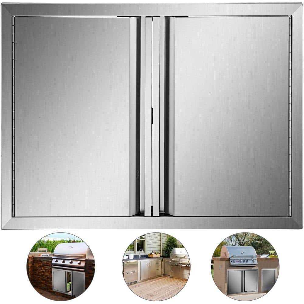 Vevor BBQ Access Door H Double BBQ Door Stainless Steel with Recessed Handle Outdoor Kitchen Doors - Zenithce