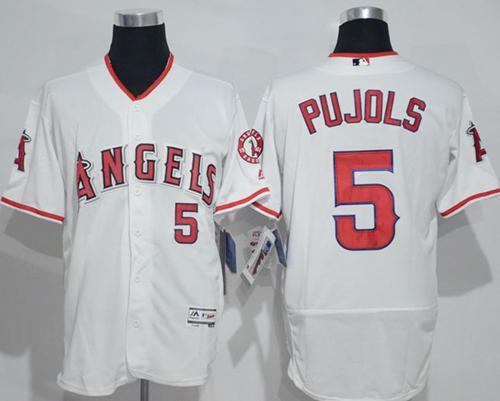 Angels Of Anaheim #5 Albert Pujols White Flexbase Authentic Collection Stitched Jersey - Zenithce