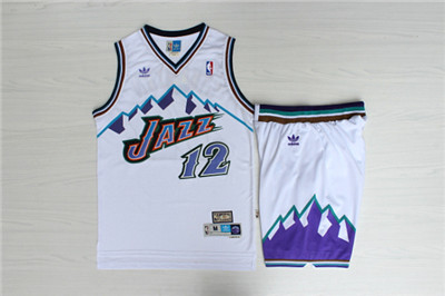 Jazz 12 John Stockton White Hardwood Classics Jersey(With Shorts) - Zenithce
