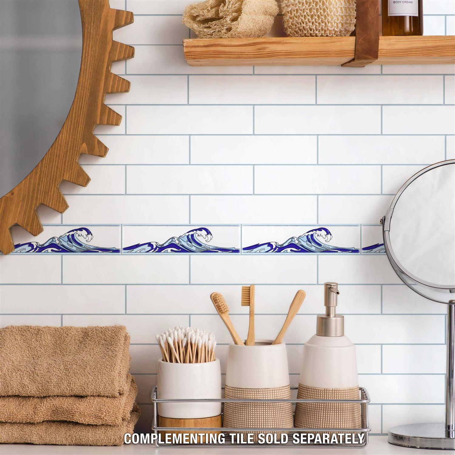 Merola Tile Tile Captain Kanagawa Wave 2 x 8 Glossy Ceramic Specialty Trim - Zenithce