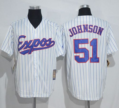 Mitchell And Ness Expos #51 Randy Johnson White Strip Throwback Stitched Jersey - Zenithce