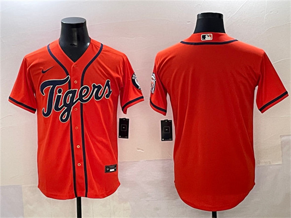 Detroit Tigers Blank Orange With Patch Cool Base Stitched Jersey - Zenithce