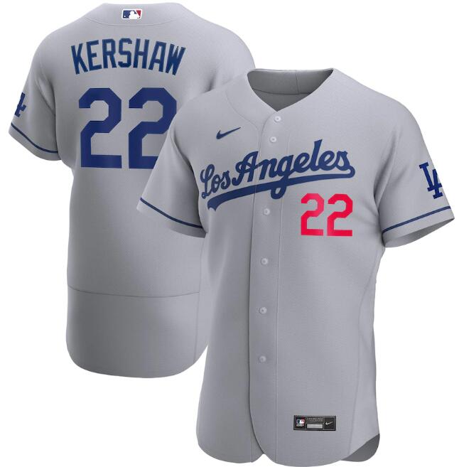 Los Angeles Dodgers Grey #22 Clayton Kershaw Flex Base Stitched Jersey - Zenithce