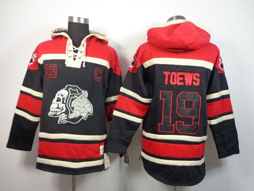 Blackhawks #19 Jonathan Toews Black Sawyer Hooded Sweatshirt Stitched Jersey - Zenithce