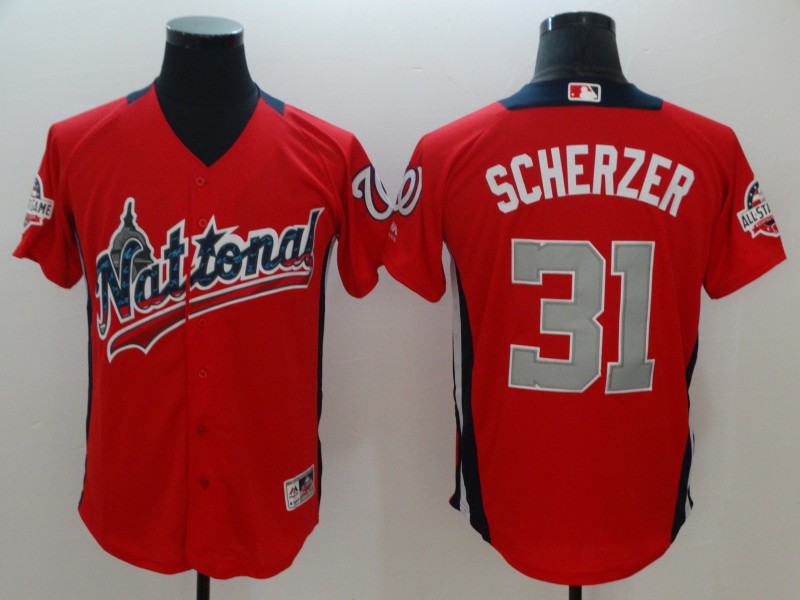 National League #31 Max Scherzer Red 2019 All-Star Game Workout Jersey - Zenithce