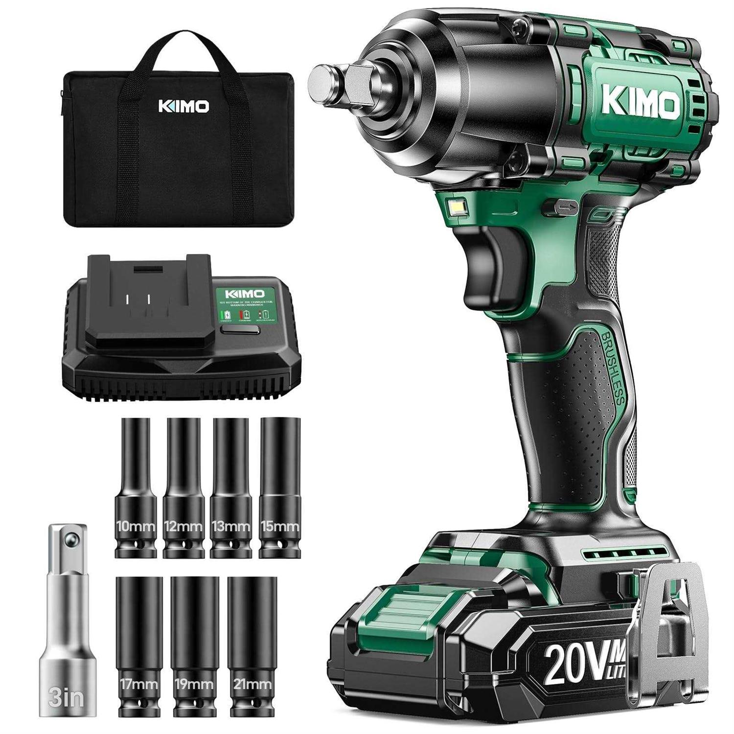 KIMO 3/8 Cordless Electric Ratchet Wrench Set 40 Ft-lbs 400 RPM 12V Cordless Ratchet Kit w/ 60-Min Fast Charge - Zenithce