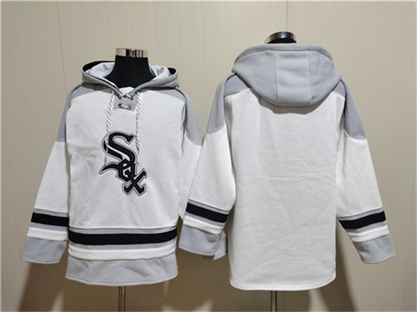 Chicago White Sox Blank White Ageless Must-Have Lace-Up Pullover Hoodie - Zenithce