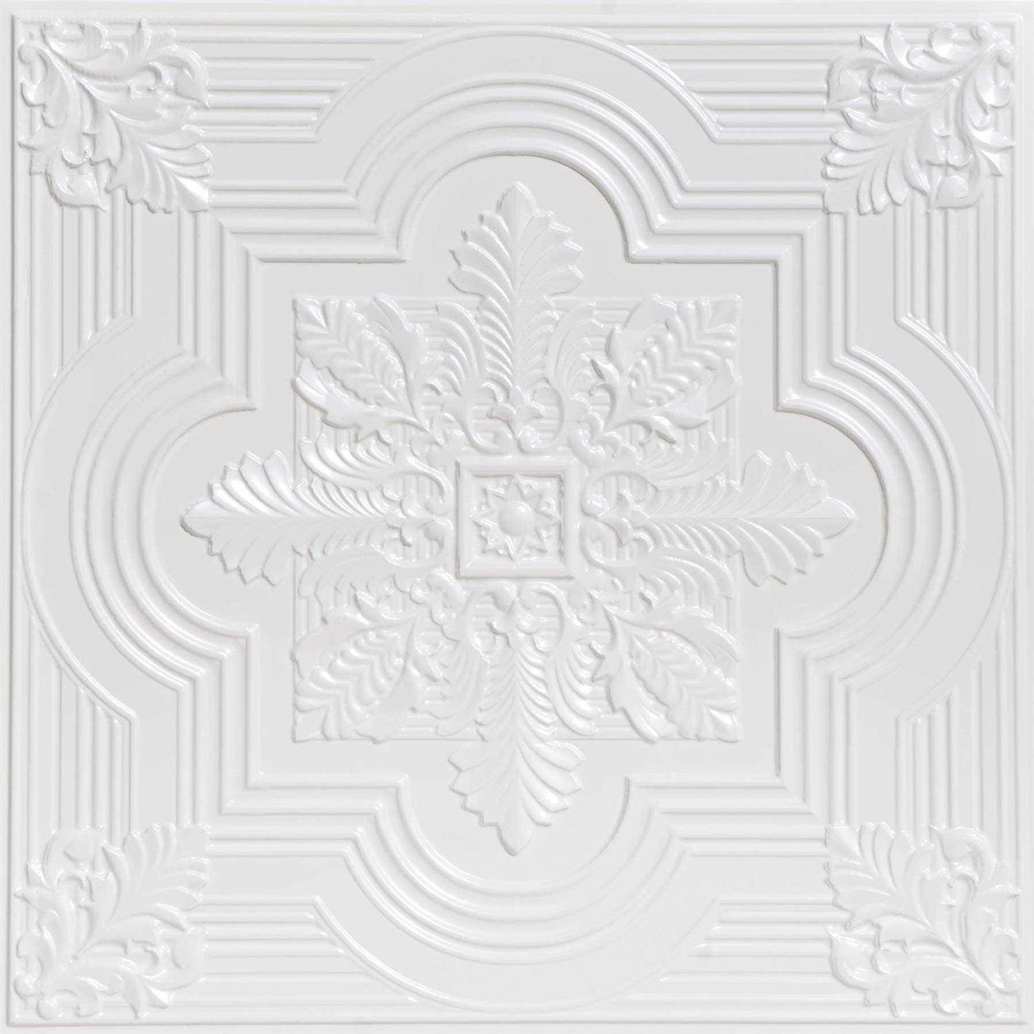 From Plain To Beautiful In Hours Large Snowflake 2 ft. x 2 ft. PVC Glue-up or Lay-in Ceiling Tile - Zenithce
