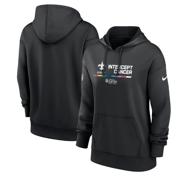 Women's New Orleans Saints 2022 Black NFL Crucial Catch Therma Performance Pullover Hoodie(Run Small) - Zenithce