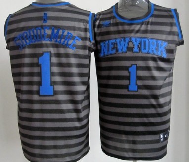 New York Knicks #1 Amare Stoudemire Gray With Black Pinstripe Jersey - Zenithce