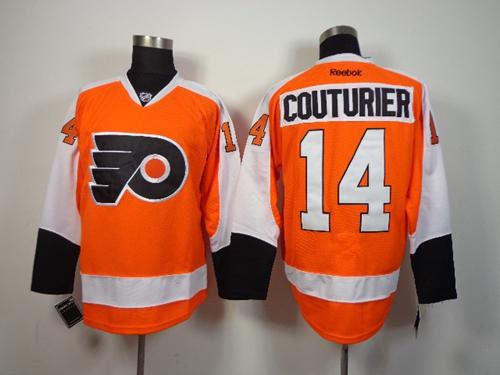 Flyers #14 Sean Couturier Orange Stitched Jersey - Zenithce