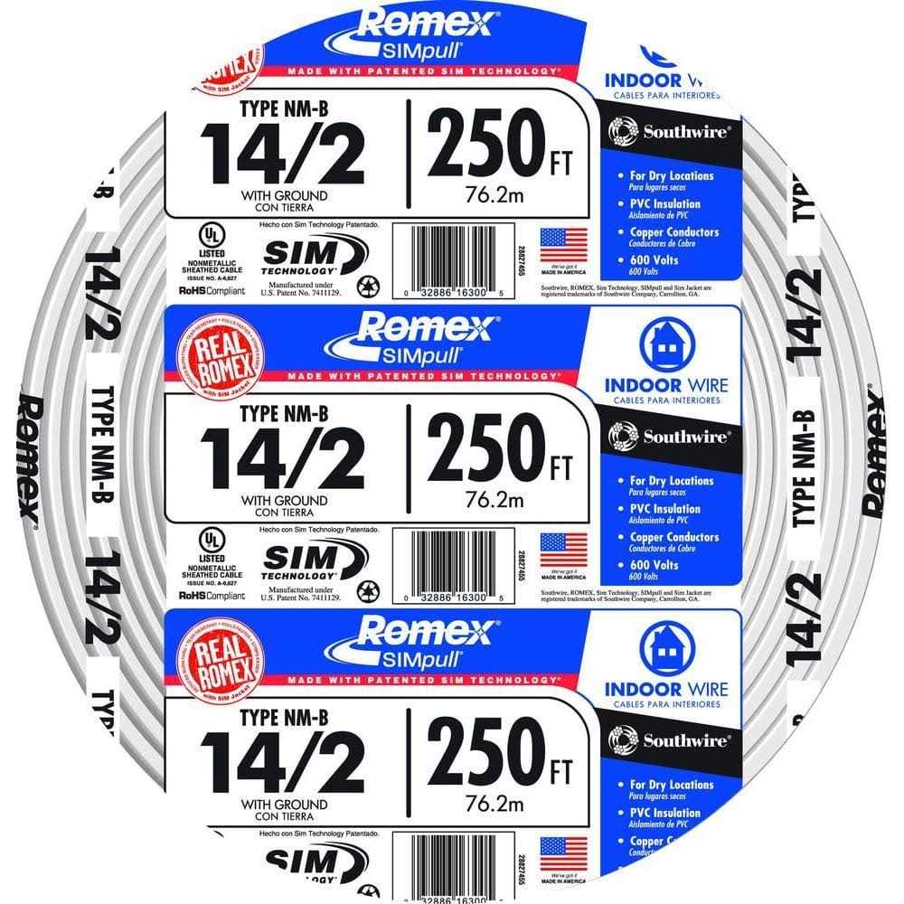 Southwire Romex SIMpull 12/2 25′ Residential nm-b Cu Indoor Electrical Wire - Zenithce