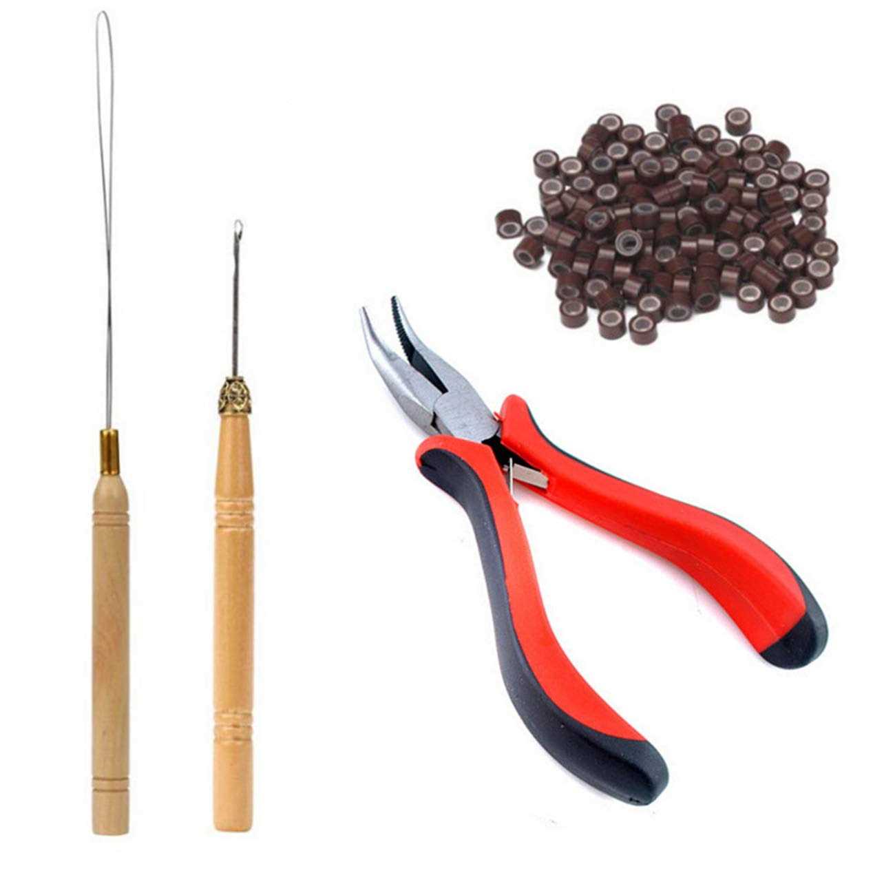 Orgrimmar Hair Extension Tool Kit Hair Extension Remove Pliers Pulling Hook 500 PCS Micro Silicone Rings Bead Device Tool Kits for Professional Hair - Zenithce