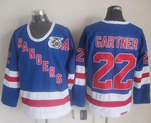 Rangers #22 Mike Gartner Blue CCM 75TH Stitched Jersey - Zenithce