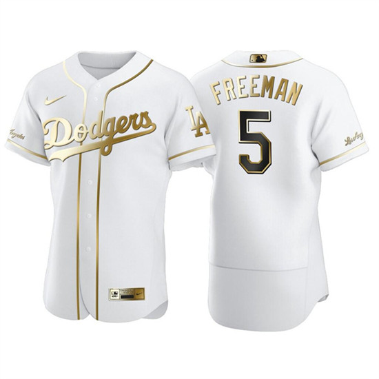 Los Angeles Dodgers #5 Freddie Freeman White Golden Flex Base Stitched Jersey - Zenithce