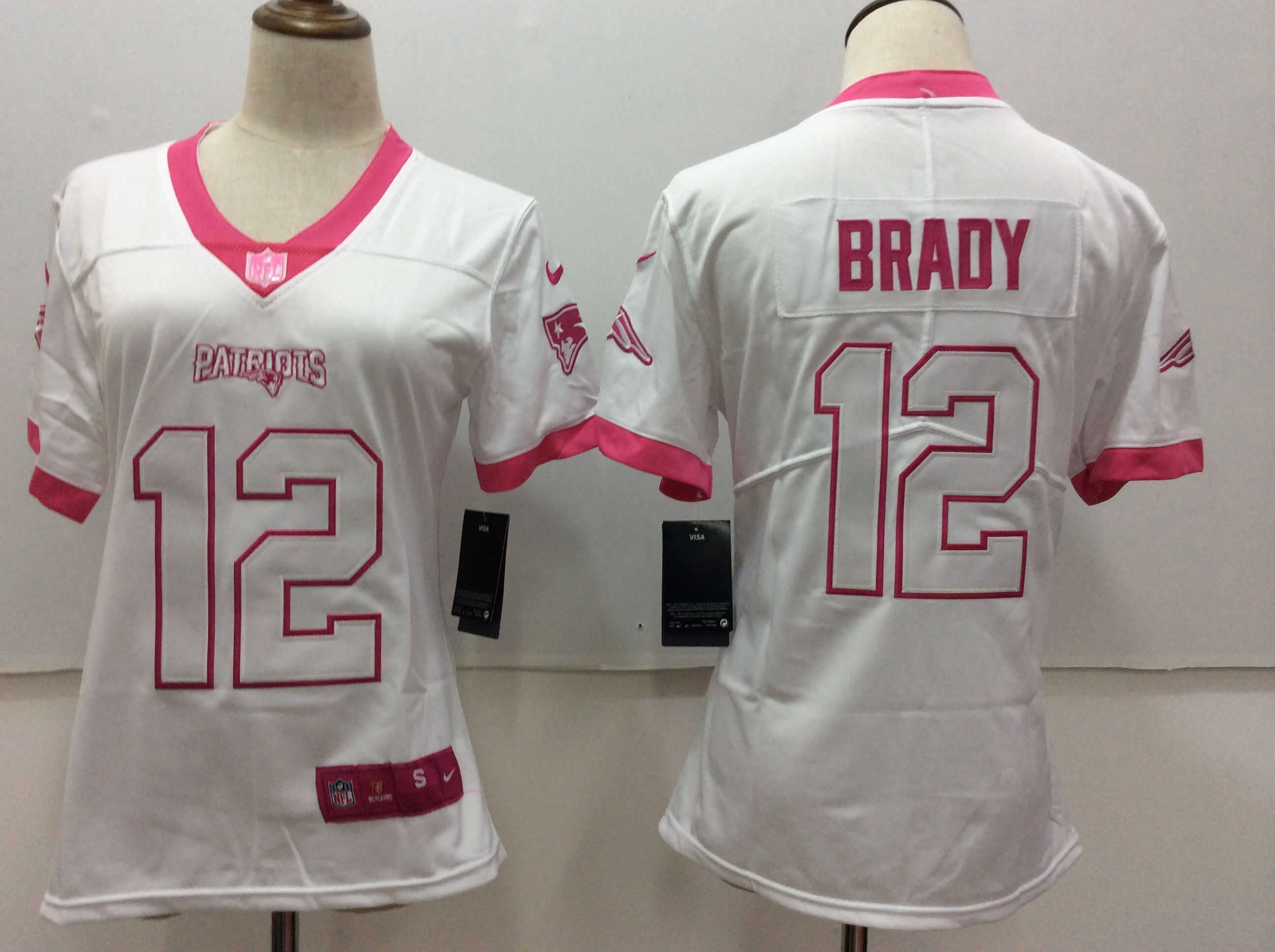 Women's Nike New England Patriots Active Player Custom White/ Pink Vapor Untouchable Limited Stitched Jersey - Zenithce