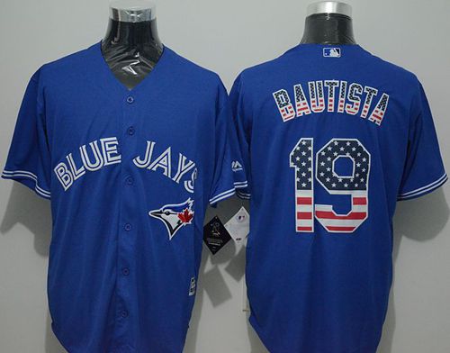 Blue Jays #19 Jose Bautista Blue USA Flag Fashion Stitched Jersey - Zenithce
