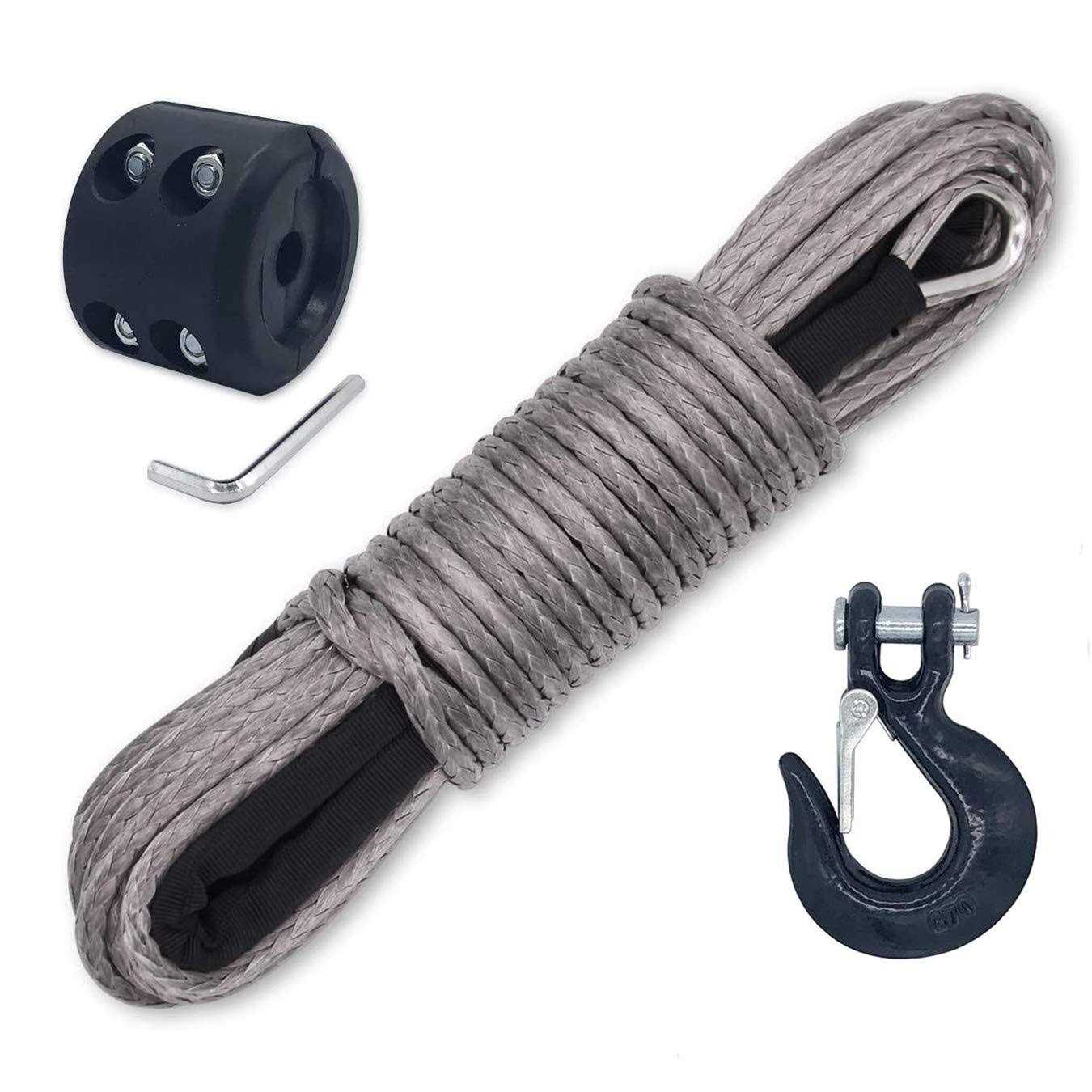 Ucreative 50 Feet Synthetic Winch Rope Line Cable with Hook and Stopper for ATV UTV - Zenithce