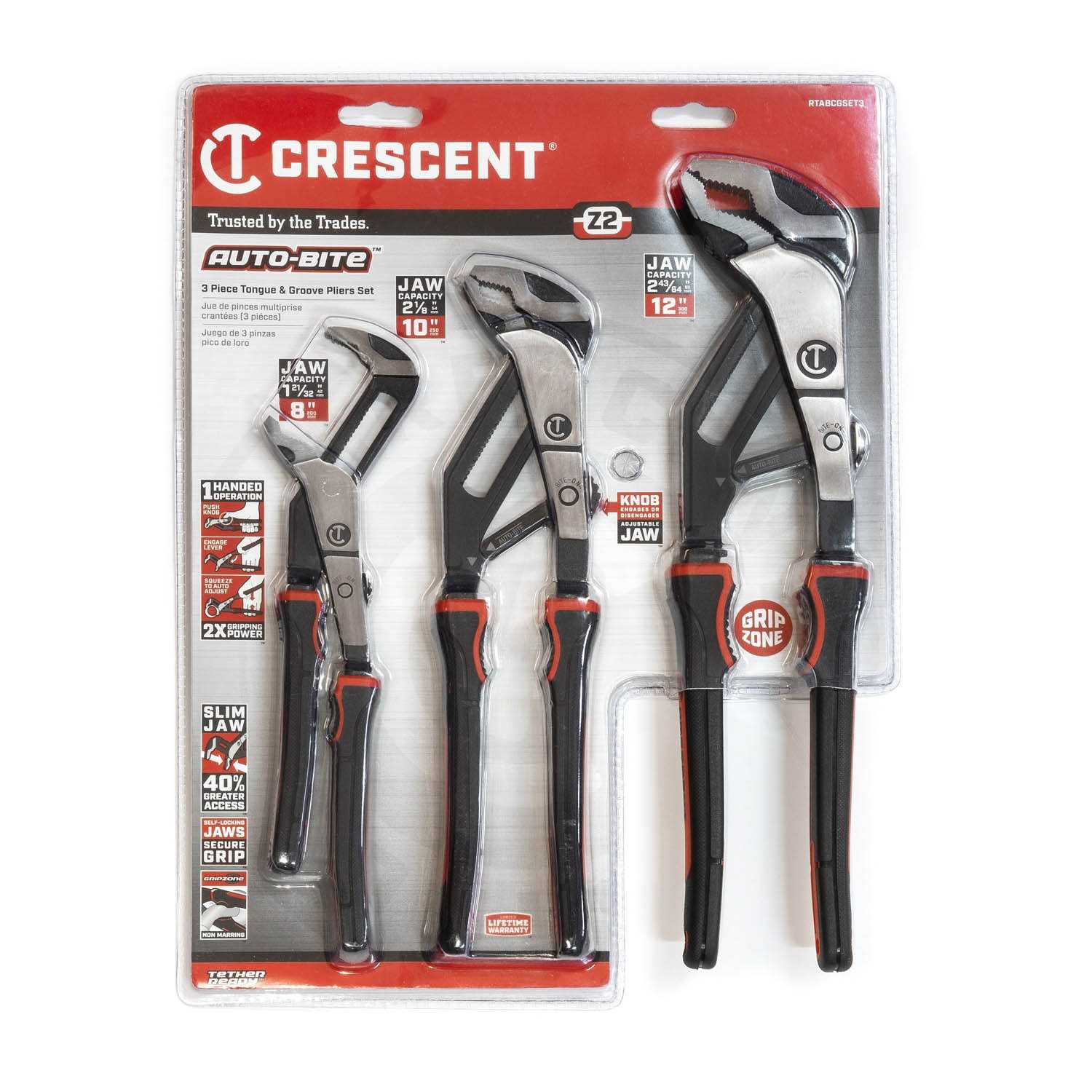 Crescent Z2 Auto-Bite Tongue and Groove Pliers RTAB - Zenithce