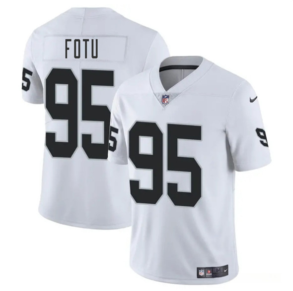 Las Vegas Raiders #95 Leki Fotu White 2025 Vapor Stitched Jersey - Zenithce