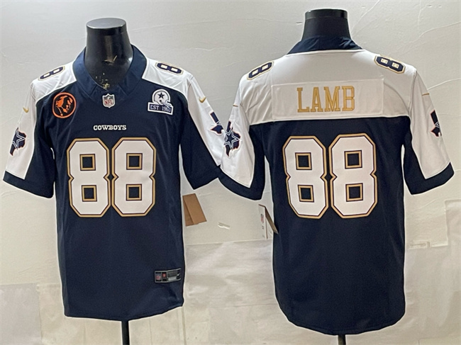 Dallas Cowboys #88 CeeDee Lamb Navy F.U.S.E. With John Madden Patch Established In 1960 Patch Thanksgiving Vapor Limited Stitched Jersey - Zenithce