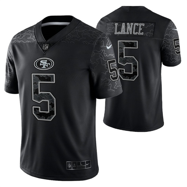 San Francisco 49ers #5 Trey Lance Black Reflective Limited Stitched Football Jersey - Zenithce