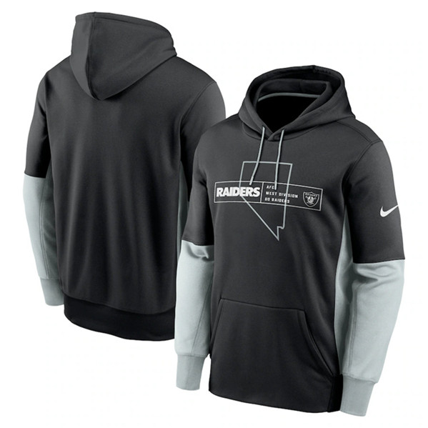 Las Vegas Raiders Black Color Block Fleece Performance Pullover Hoodie - Zenithce