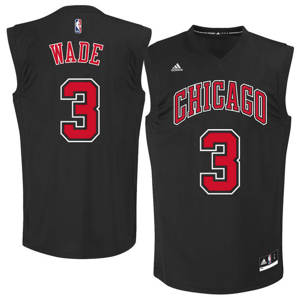 Chicago Bulls 3 Dwayne Wade Black Fashion Replica Jersey - Zenithce