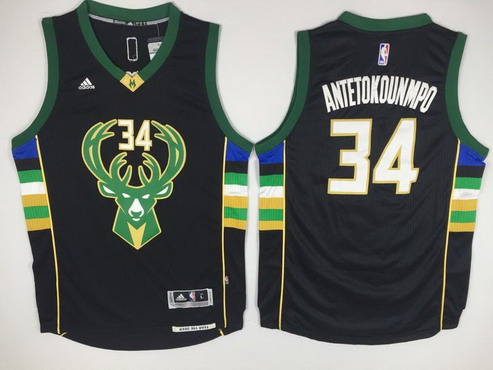 Milwaukee Bucks #34 Giannis Antetokounmpo Revolution 30 Swingman 2015-16 Black Jersey - Zenithce