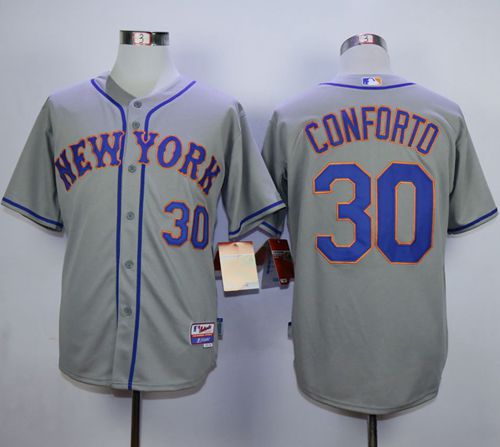 Mets #30 Michael Conforto Grey Road Cool Base Stitched Jersey - Zenithce