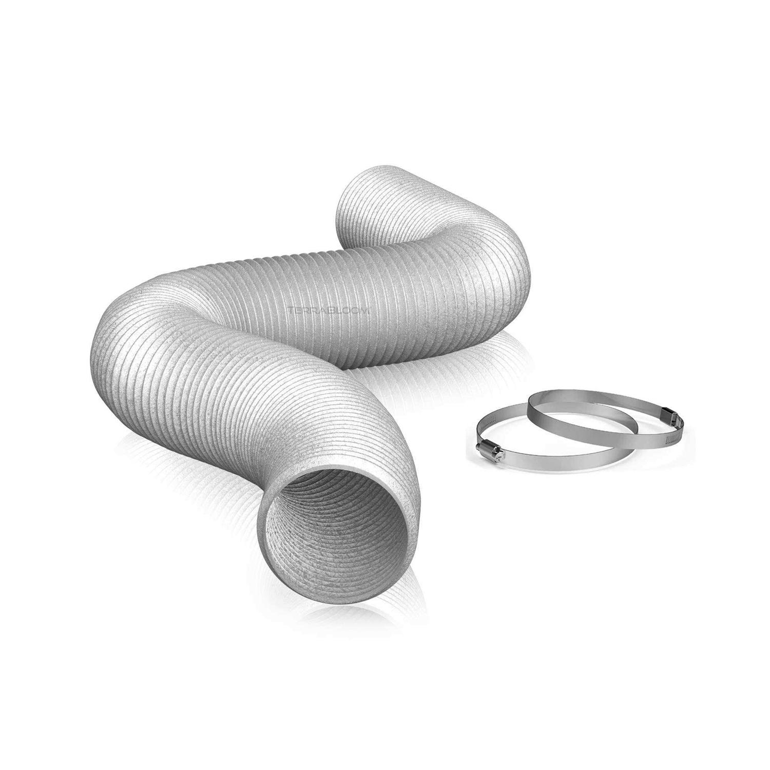 TerraBloom Flexible 8 Ducting Black Duct with 2 Clamps 4 Layer HVAC Ventilation Air Hose - Zenithce
